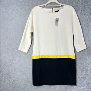 Ann Taylor Dress XS Womens Colorblock Sheath Dress Yellow Accent Back Zipper NEW